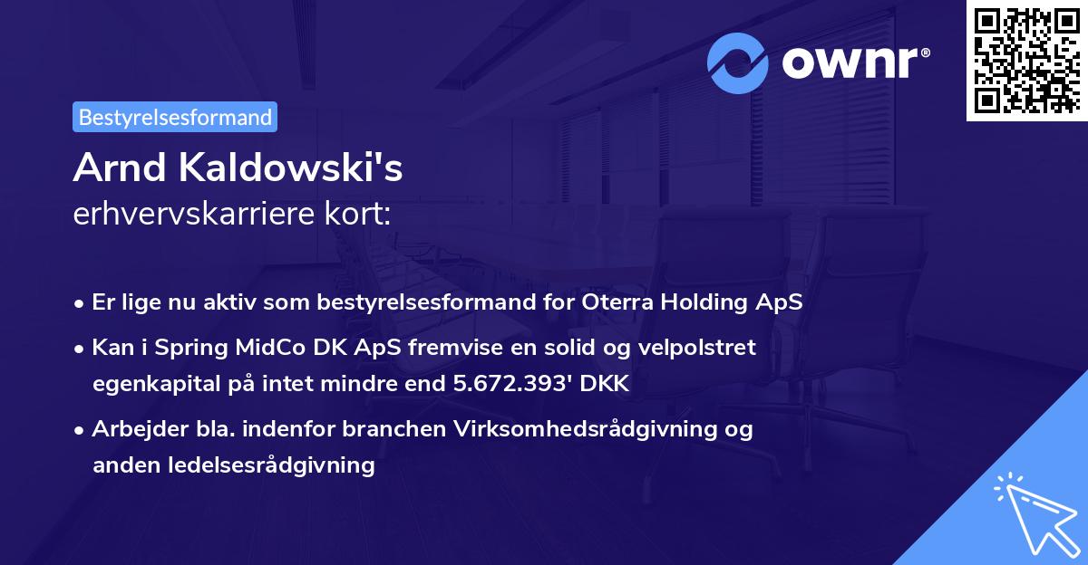 Arnd Kaldowski's erhvervskarriere kort