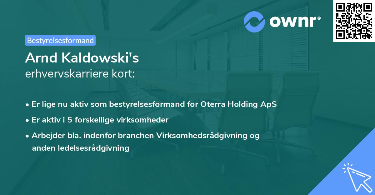 Arnd Kaldowski's erhvervskarriere kort