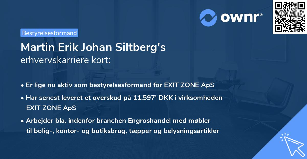 Martin Erik Johan Siltberg's erhvervskarriere kort
