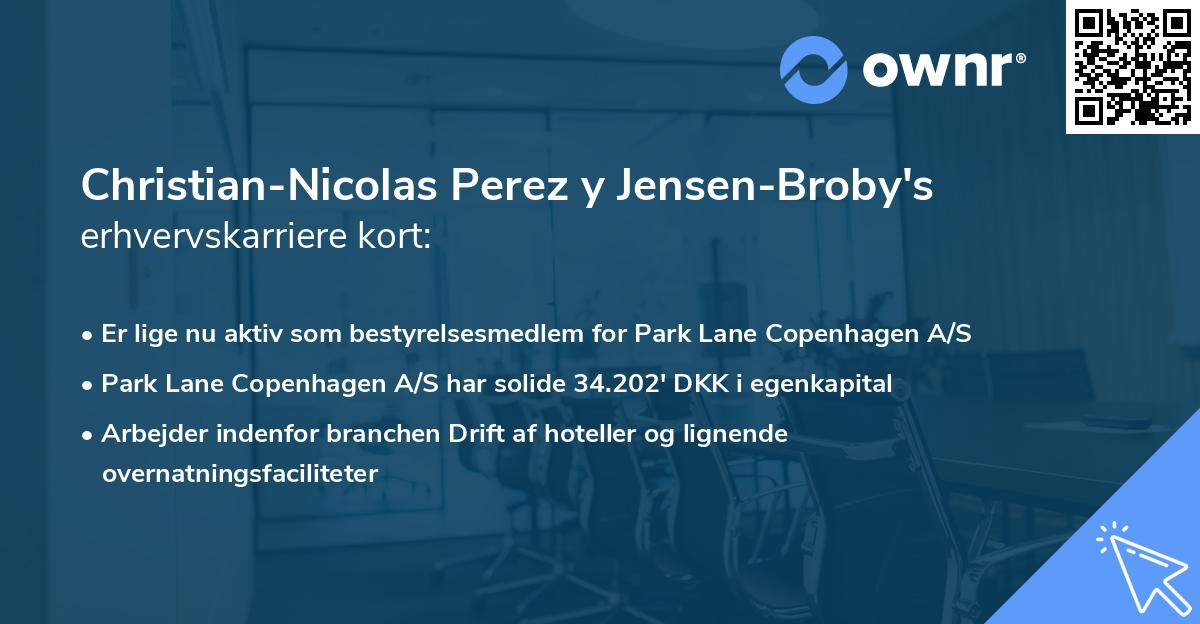 Christian-Nicolas Perez y Jensen-Broby's erhvervskarriere kort
