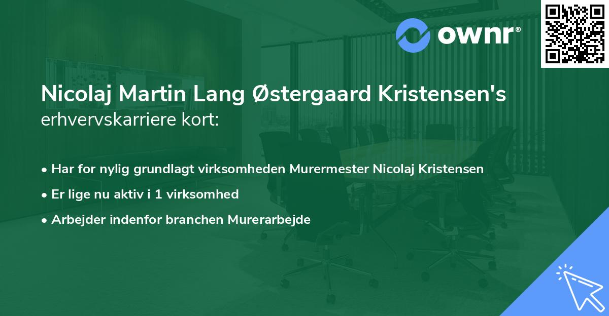 Nicolaj Martin Lang Østergaard Kristensen's erhvervskarriere kort
