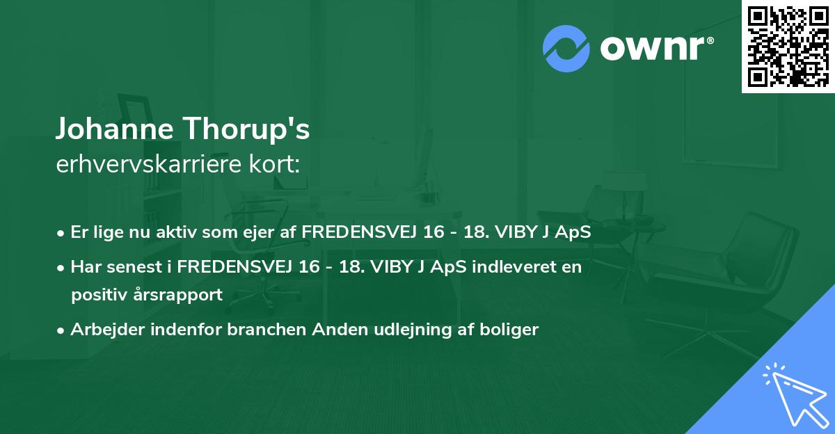 Johanne Thorup's erhvervskarriere kort