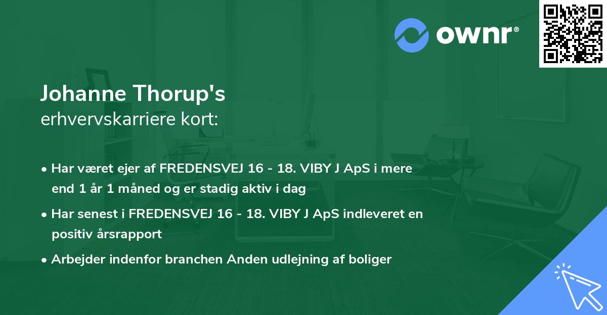Johanne Thorup's erhvervskarriere kort