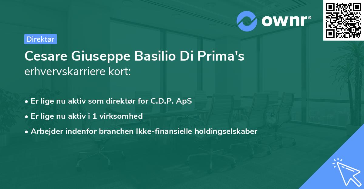 Cesare Giuseppe Basilio Di Prima's erhvervskarriere kort