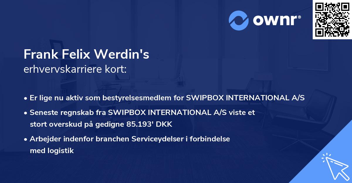 Frank Felix Werdin's erhvervskarriere kort