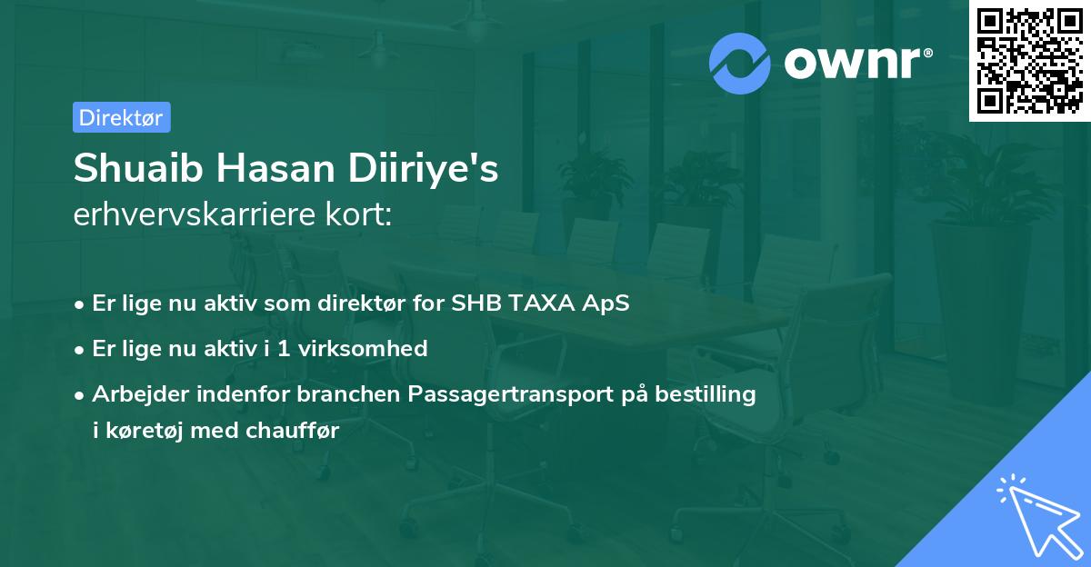 Shuaib Hasan Diiriye's erhvervskarriere kort