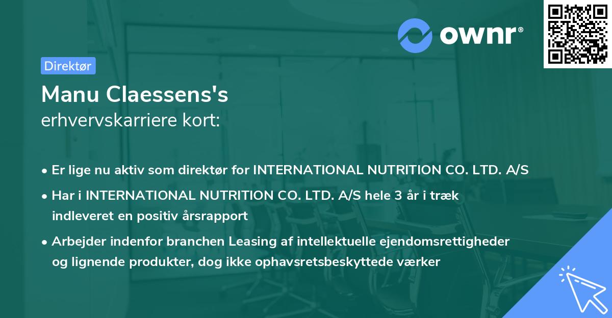 Manu Claessens's erhvervskarriere kort
