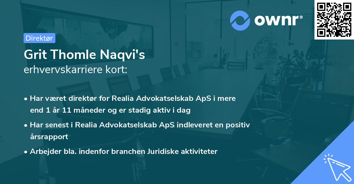 Grit Thomle Naqvi's erhvervskarriere kort