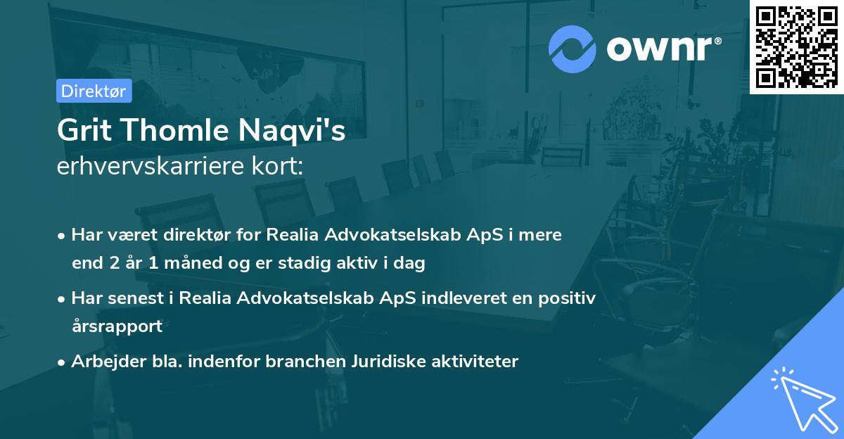 Grit Thomle Naqvi's erhvervskarriere kort