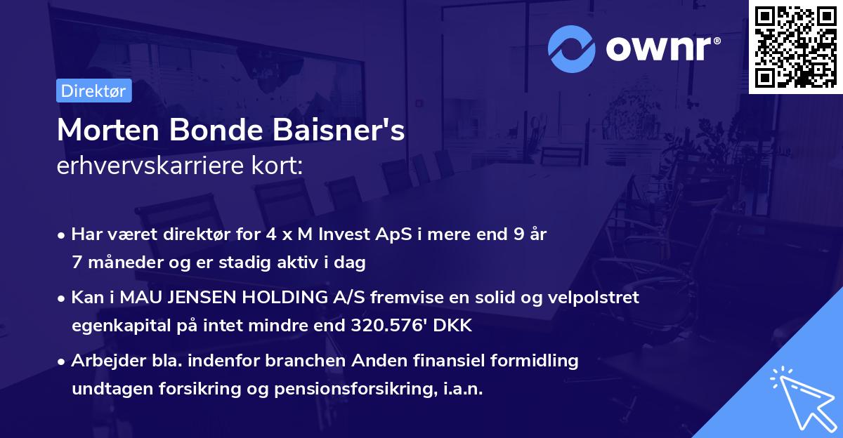 Morten Bonde Baisner's erhvervskarriere kort