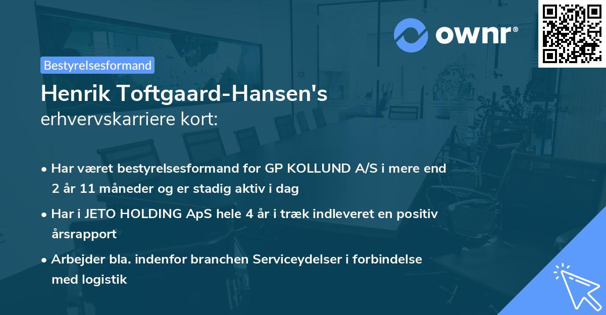 Henrik Toftgaard-Hansen's erhvervskarriere kort