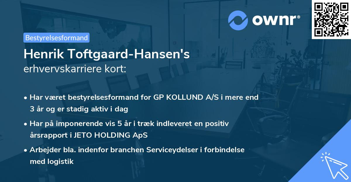 Henrik Toftgaard-Hansen's erhvervskarriere kort