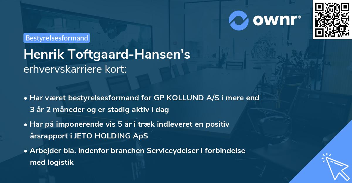 Henrik Toftgaard-Hansen's erhvervskarriere kort