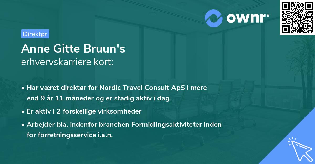 Anne Gitte Bruun's erhvervskarriere kort
