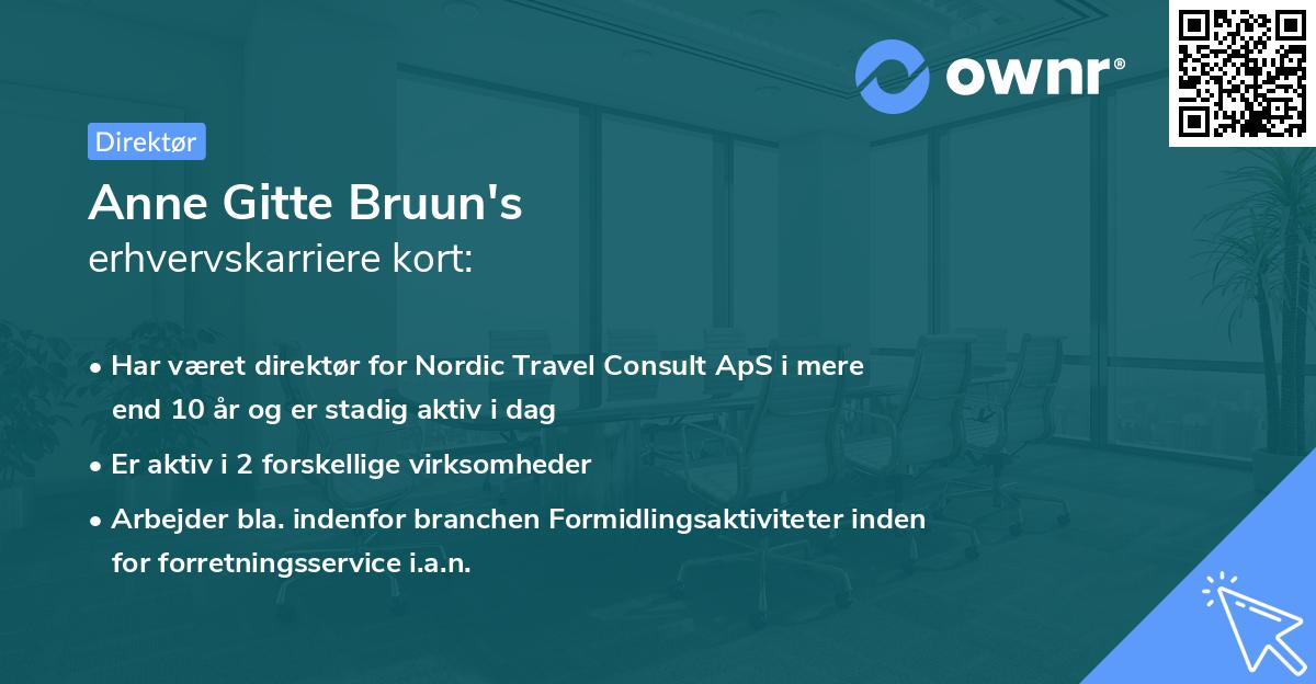 Anne Gitte Bruun's erhvervskarriere kort
