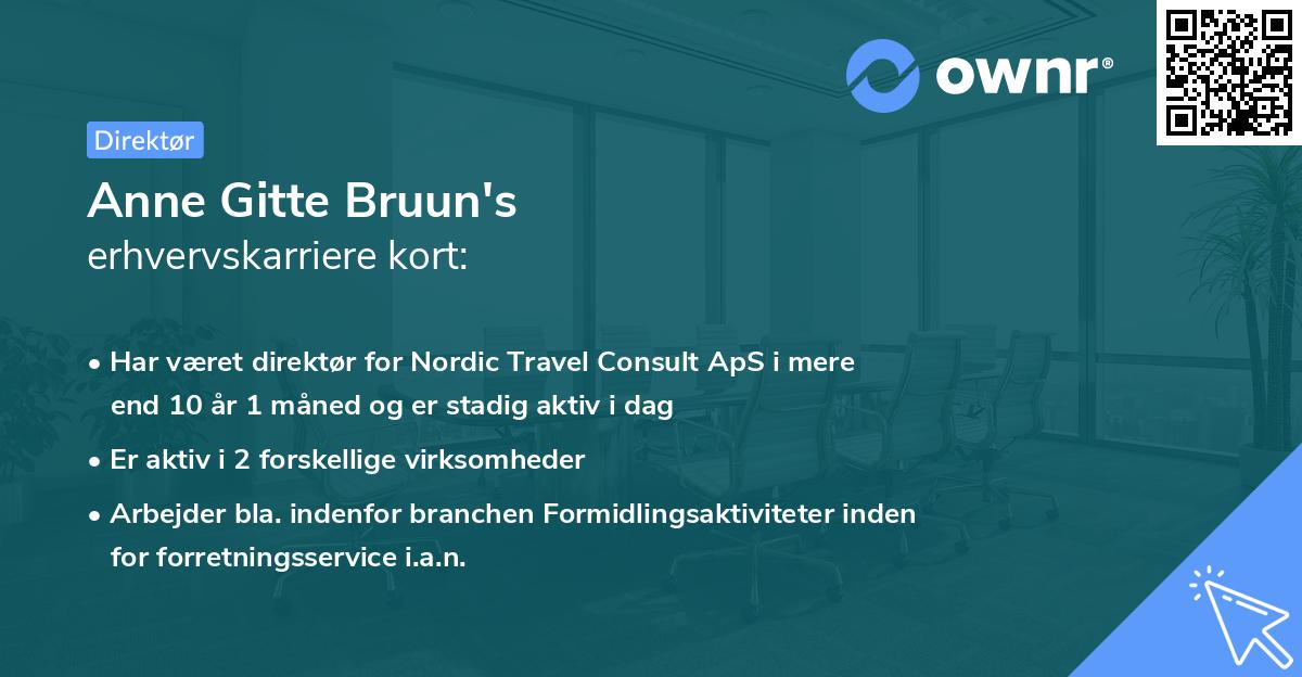 Anne Gitte Bruun's erhvervskarriere kort