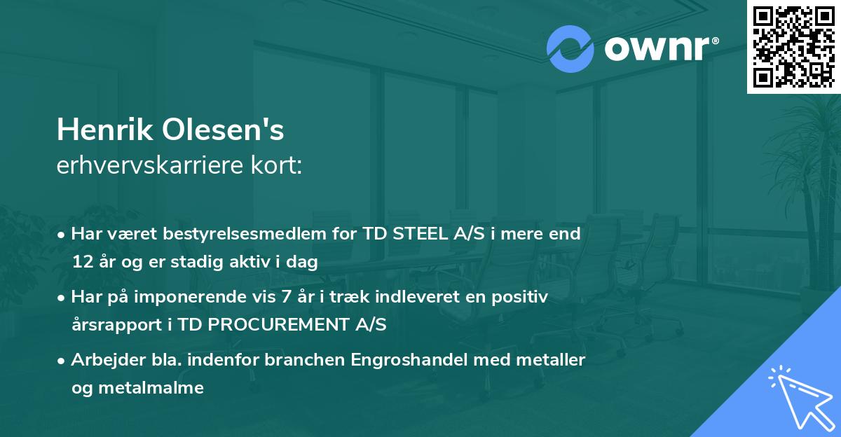 Henrik Olesen's erhvervskarriere kort