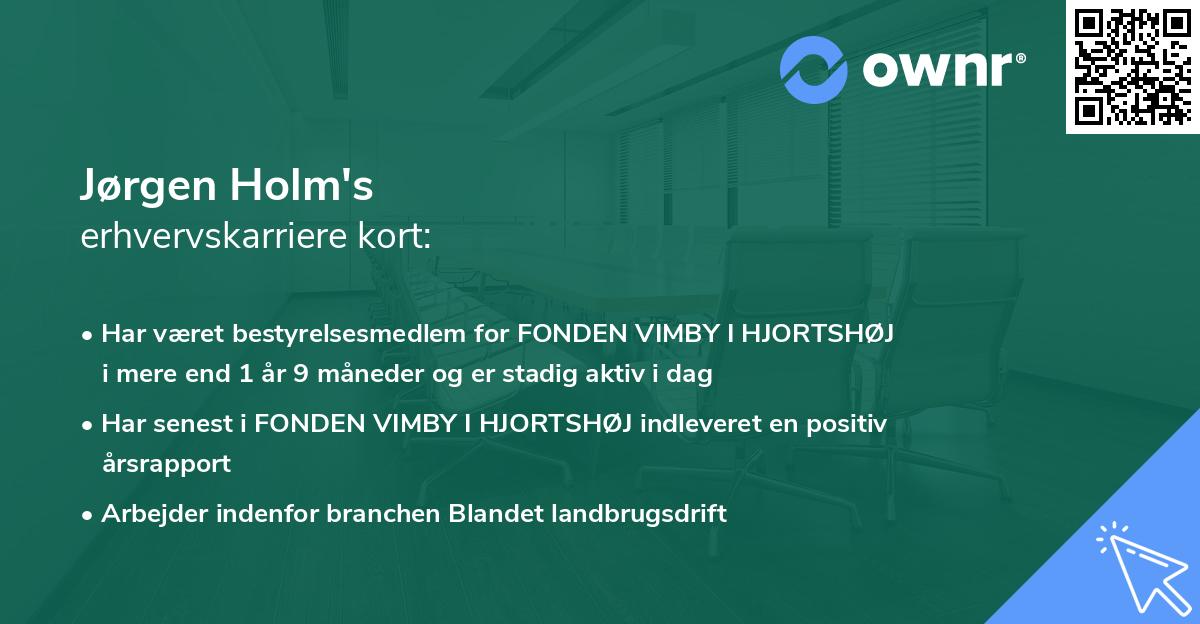 Jørgen Holm's erhvervskarriere kort