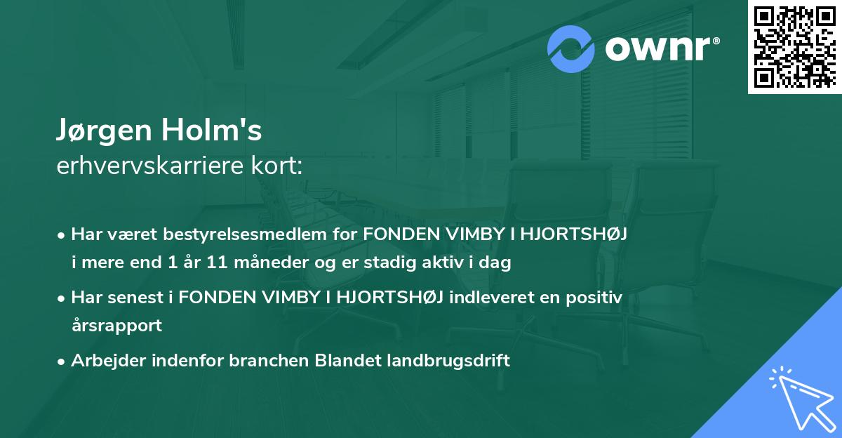 Jørgen Holm's erhvervskarriere kort