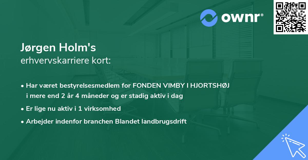 Jørgen Holm's erhvervskarriere kort
