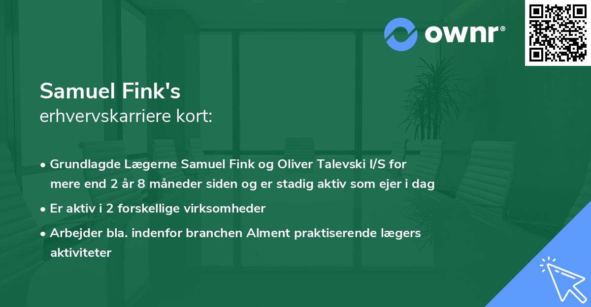 Samuel Fink's erhvervskarriere kort