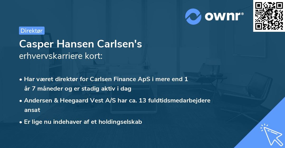 Casper Hansen Carlsen's erhvervskarriere kort