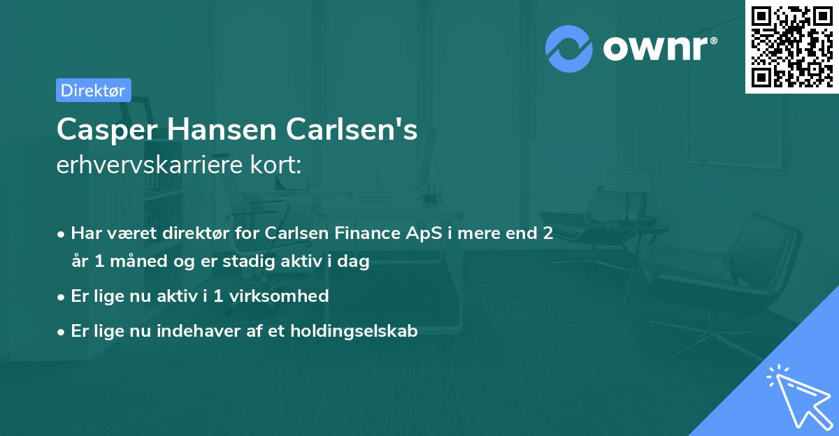 Casper Hansen Carlsen's erhvervskarriere kort