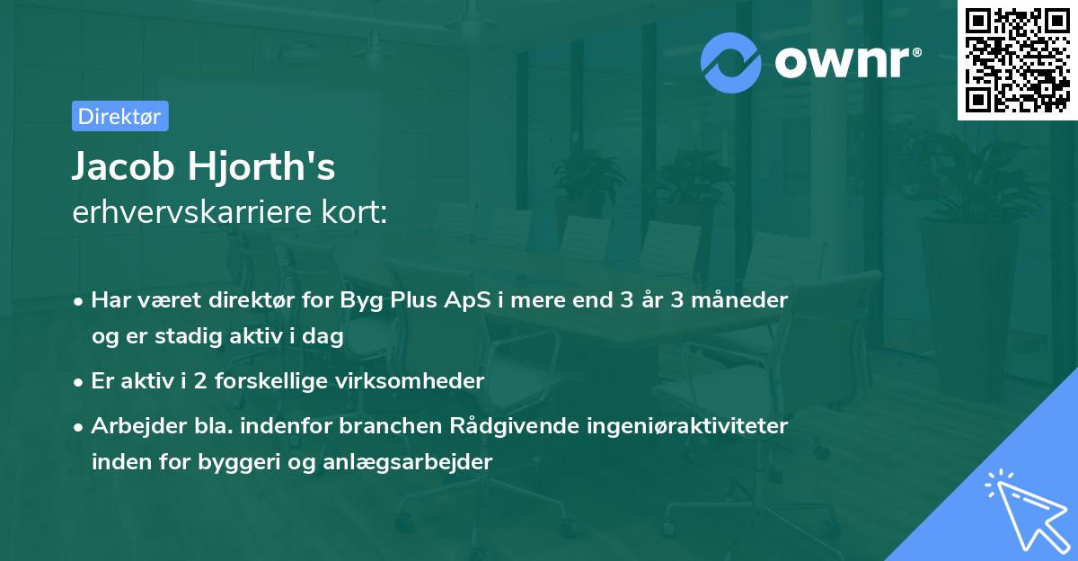 Jacob Hjorth's erhvervskarriere kort