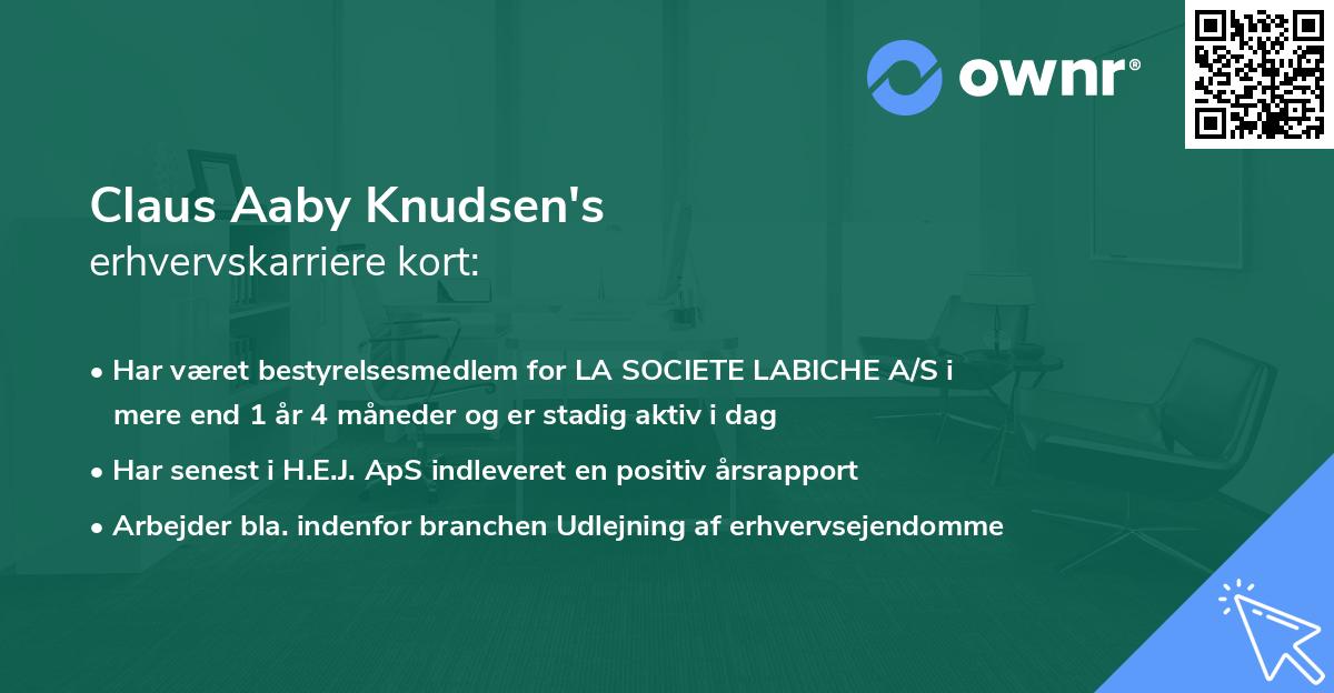 Claus Aaby Knudsen's erhvervskarriere kort
