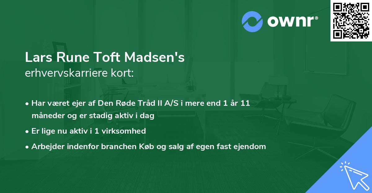 Lars Rune Toft Madsen's erhvervskarriere kort