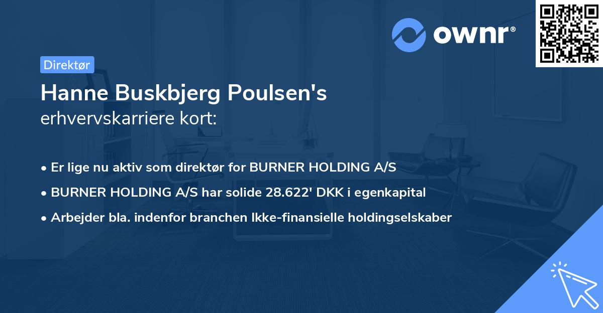 Hanne Buskbjerg Poulsen's erhvervskarriere kort