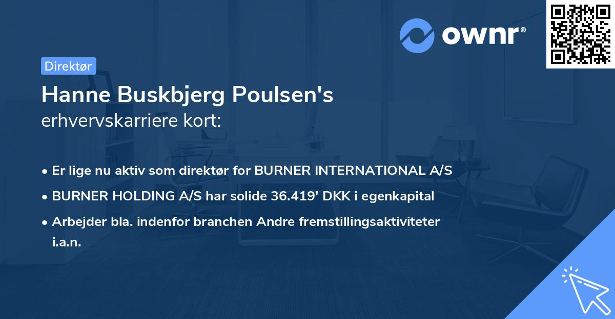 Hanne Buskbjerg Poulsen's erhvervskarriere kort