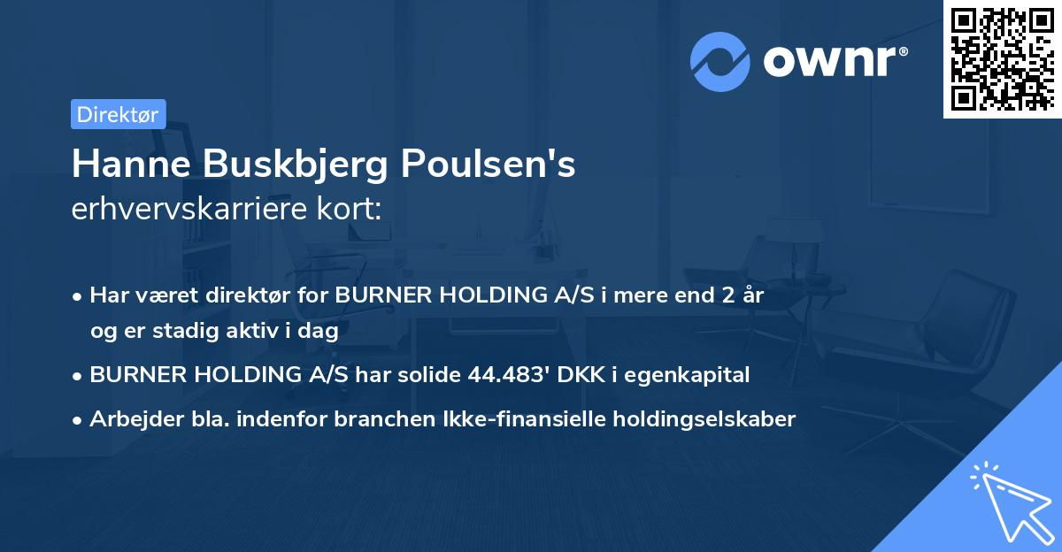 Hanne Buskbjerg Poulsen's erhvervskarriere kort