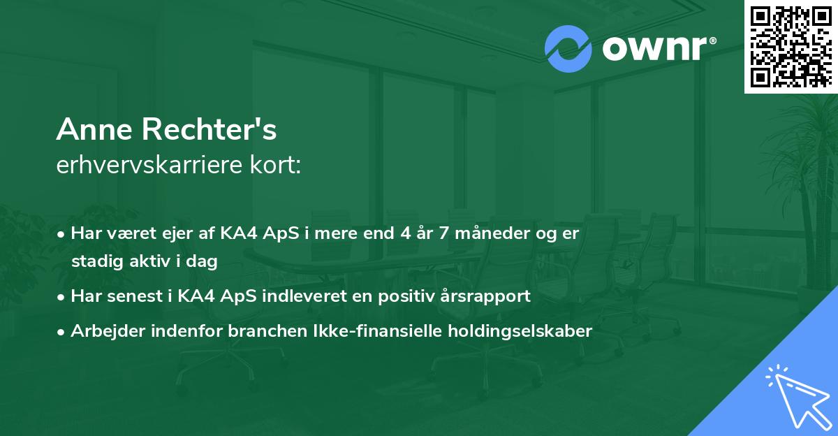 Anne Rechter's erhvervskarriere kort