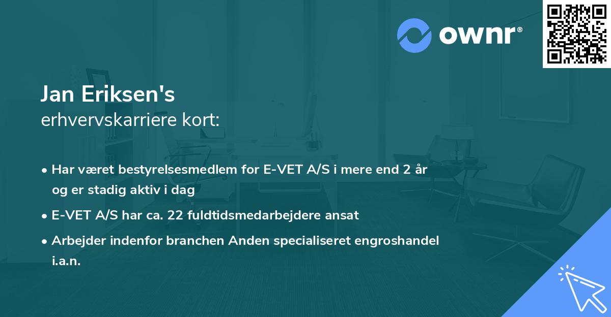 Jan Eriksen's erhvervskarriere kort