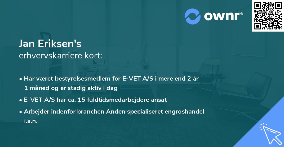 Jan Eriksen's erhvervskarriere kort
