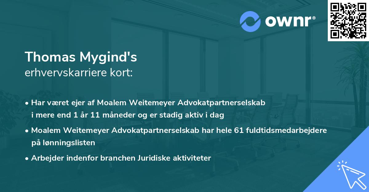 Thomas Mygind's erhvervskarriere kort