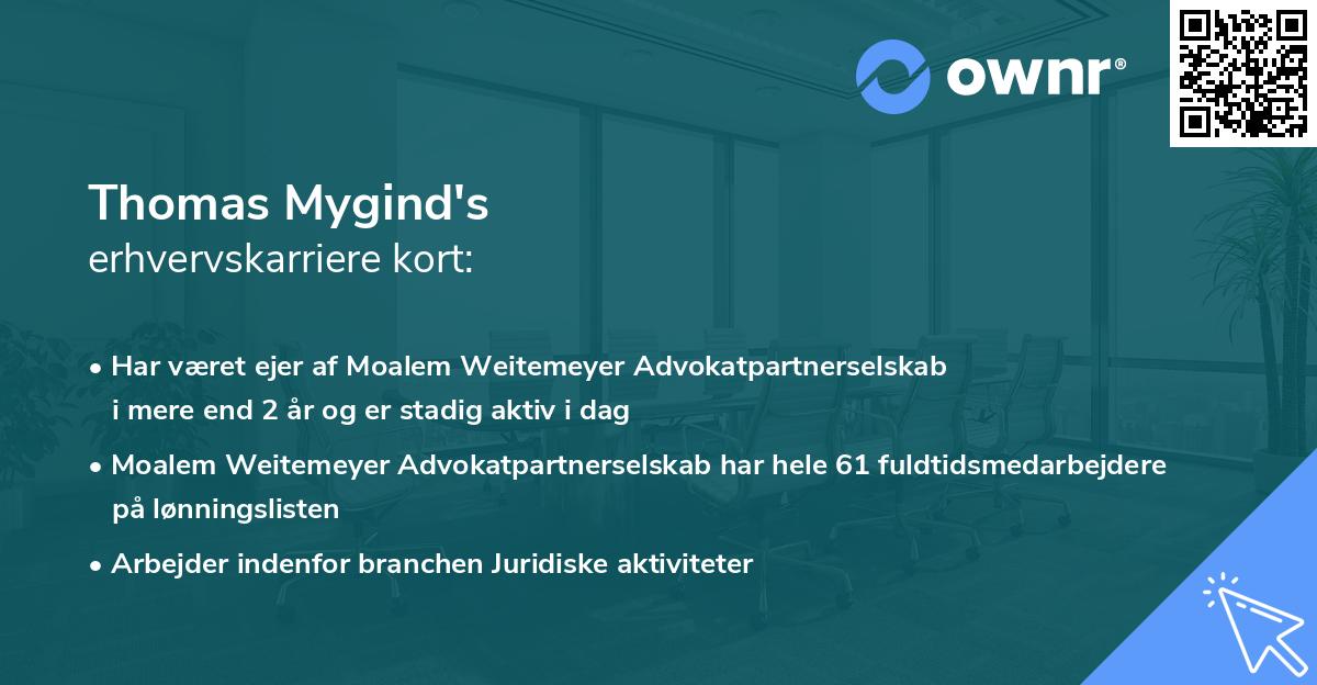 Thomas Mygind's erhvervskarriere kort