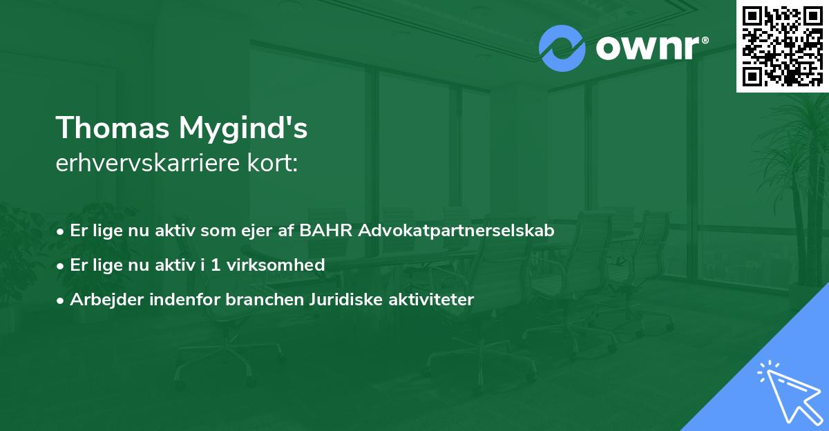 Thomas Mygind's erhvervskarriere kort