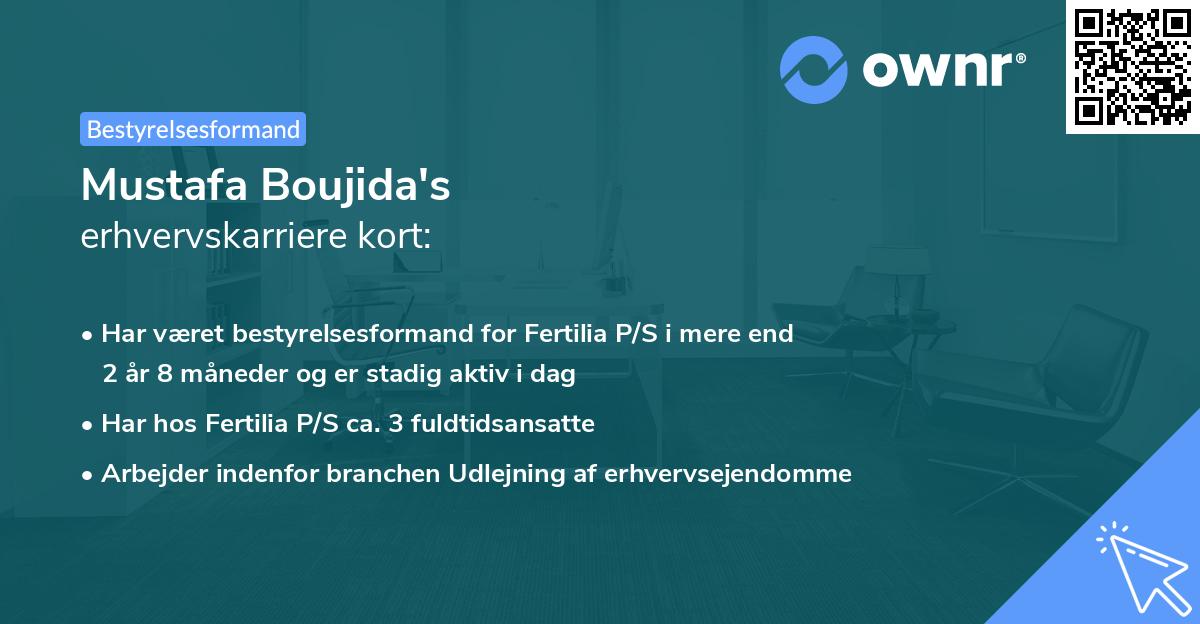 Mustafa Boujida's erhvervskarriere kort