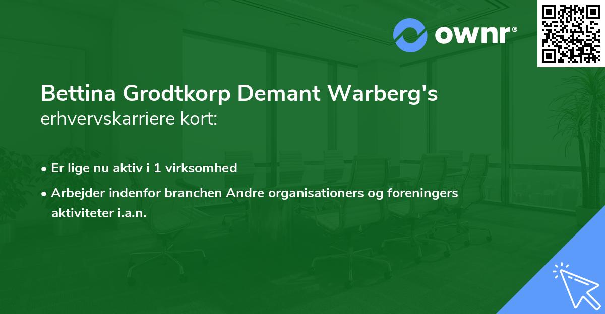 Bettina Grodtkorp Demant Warberg's erhvervskarriere kort