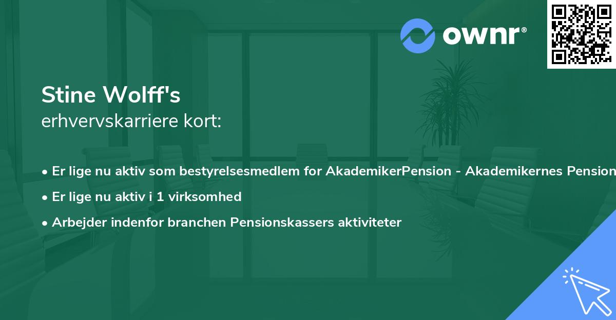 Stine Wolff's erhvervskarriere kort