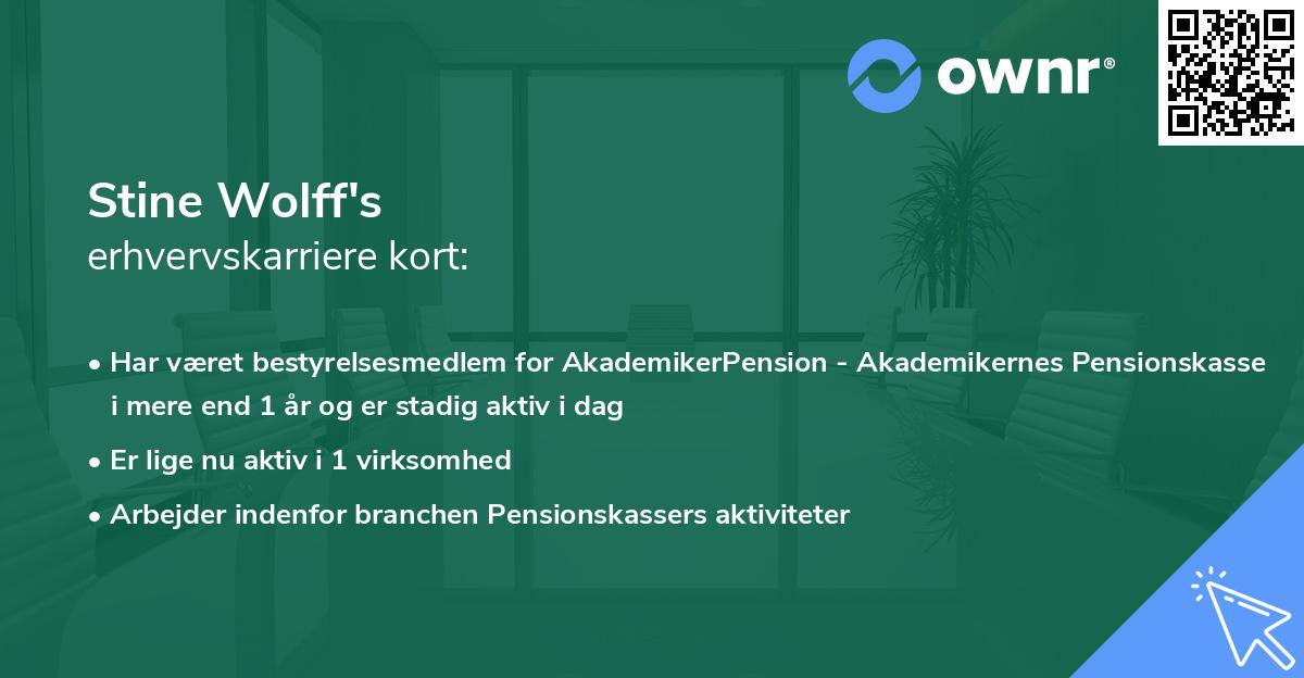 Stine Wolff's erhvervskarriere kort