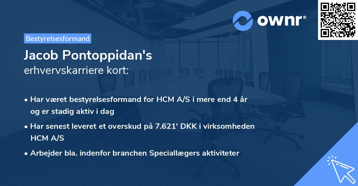 Jacob Pontoppidan's erhvervskarriere kort