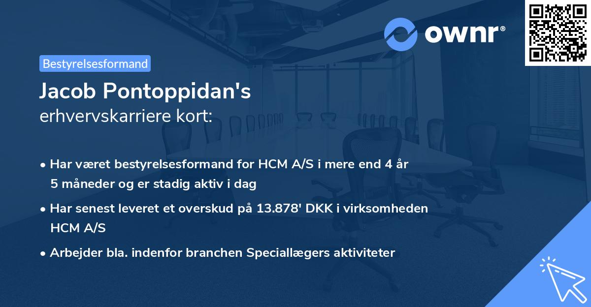 Jacob Pontoppidan's erhvervskarriere kort