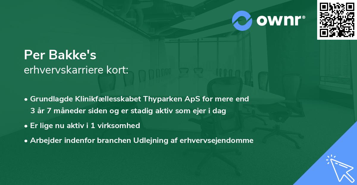 Per Bakke's erhvervskarriere kort