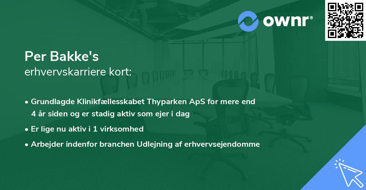 Per Bakke's erhvervskarriere kort