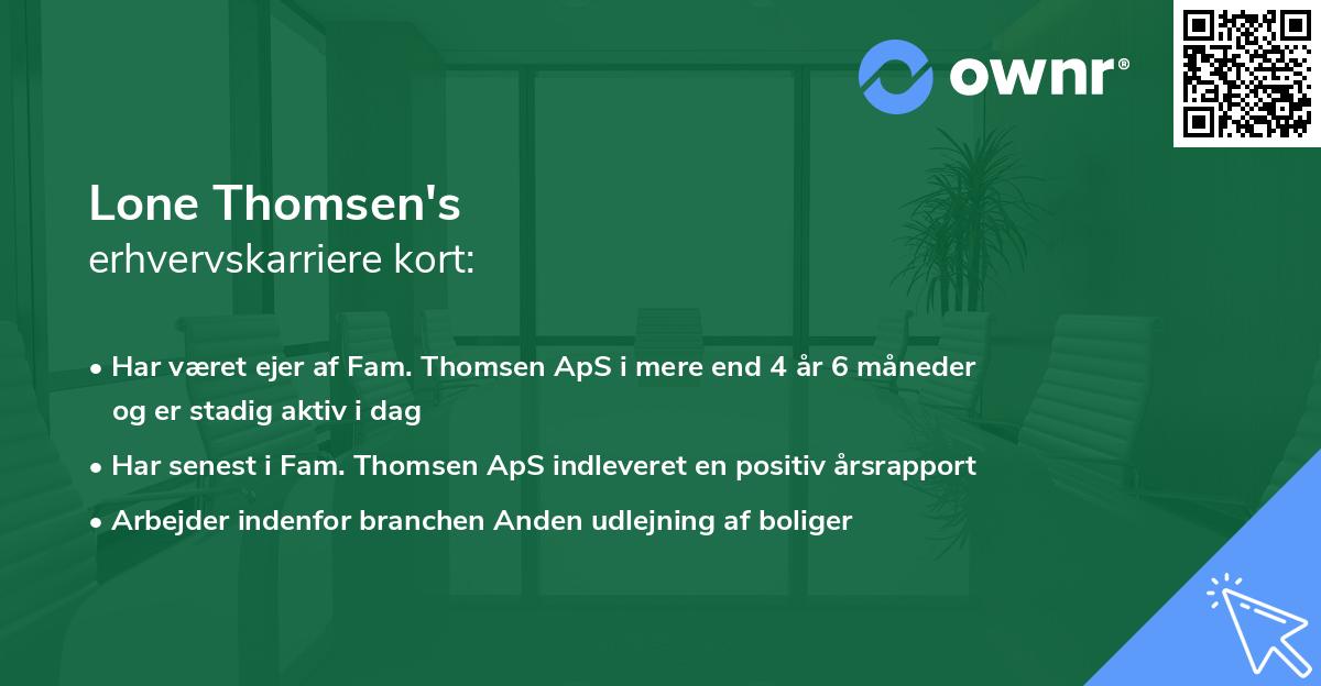 Lone Thomsen's erhvervskarriere kort