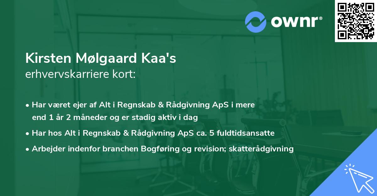Kirsten Mølgaard Kaa's erhvervskarriere kort