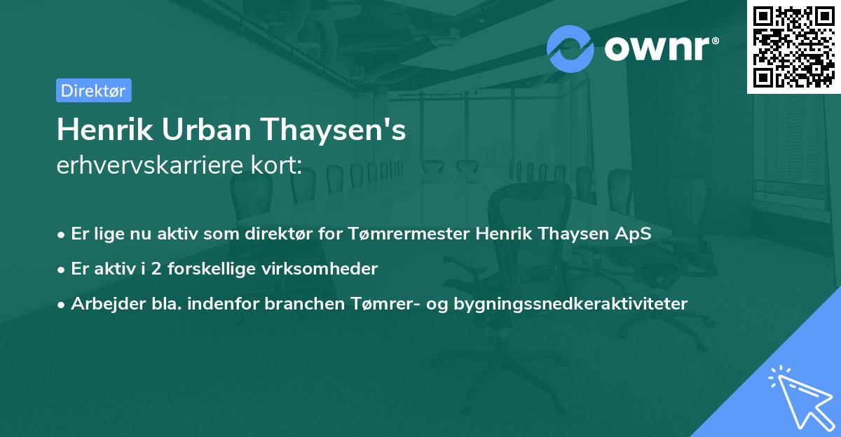 Henrik Urban Thaysen's erhvervskarriere kort